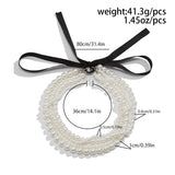 Fashionkova Boho Black Bow Pendant Necklace 2024 Women's Multi Layer Sweet Imitation Pearl Beads Girl Fashion Wedding Jewelry ootd