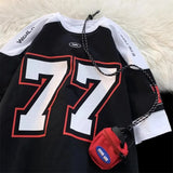 Fashionkova American Retro Men SportsT-shirt High Street Casual Basketball Tops Hip-hop Couple Trendy Brand Oversized T-shirt Harajuku Tees