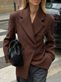 Fashionkova party look inspos Fashion Women Brown Lapel Two Buttons Blazer Jacket Casual Long Sleeved Slim Commute Coat 2025 Spring Lady Street Outwear