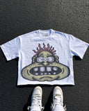 Fashionkova Harajuku trend cartoon letter print short sleeve men Y2k pure cotton white top Punk fashion brand couple oversized T-shirt