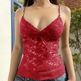 Fashionkova Sexy Fit V-Neck BowtankBase Layer Top Women's Clothing Spring Summer New Style Cross-Border Supply Polyester Fiber Tank Top Outfit Ideas