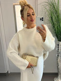 Fashionkova party look inspos Chic O-neck Mohair Thick Knitted Sweater Women Casual White Loose Cashmere Pullover 2024 Lady Autumn Classic Daily Knitwear New