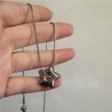 Fashionkova Tarnish Free Stainless Steel Y2K Chunky Star Pendant Necklace for Women Men Unisex Goth Punk Grunge Trend Neck 2024 New Jewelry