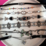 Fashionkova New Trendy Gothic Geometry Star Crystal Choker Pendant Chain Necklaces For Women Charm Y2K Vintage Harajuku Accessories Jewelry
