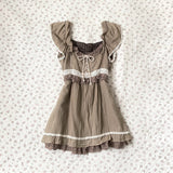 FashionKova-Fashion Y2K Summer Vintage Skirt Sexy V-neck sleeveless Brown Dress New Holiday Beach slim-fit lace mini dress Streetwear emo