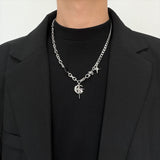 Fashionkova 2023 Korean Fashion Goth Punk Moon Star Cross Pendant Neck Chain Choker Necklace For Women Men Egirl Y2k Cool Party Jewelry Gift