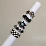 Fashionkova New Kpop Gothic Punk Retro Irregular Geometric Star Heart Ring For Women Girl Aesthetic Grunge Jewelry Y2k 2000s EMO Accessories
