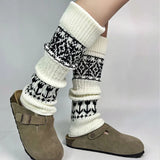 Fashionkova  Nye Outfit Women Vintage Knit Wool Leggings Covers Socks Korea Women Y2K Tulip Calf Socks Winter Thickened Leg Warmers Harajuku Leg Covers