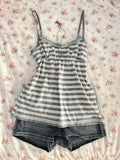 Fashionkova party outfit  Stripe pattern suspenders emo girl want an aesthetic sexy Y2K crop top grunge punk fashion casual harajuku chic hop women's tops