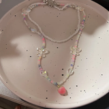 Fashionkova Summer Y2K Strawberry Pendant Necklace Set Choker for Women Children Jewelry Imitation Pearl Neck Clavicle Chain Accessories New