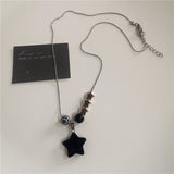 Fashionkova Fashion Spotted Tiger Eye Stone Mushroom Cross Star Pendant Chain Necklace For Women Men Charm Aesthetic Jewelry Accessories