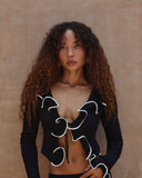 Fashionkova Women's Elegant Long Sleeve Knitwears Ruffles Cardigan Crop Tops Sweater Cardigans Lady Outerwears Y2K Clothing 2025 Spring New Outfit Ideas