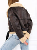 Fashionkova party look inspos Ailegogo Streetwear Women Vintage Loose Short Faux Lamb Fur Jacket Autumn Winter Female Moto Biker Zipper Coat Chic Outwear