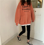 Fashionkova Vintage Letter Print Loose Oversized Hoodie