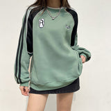 Fashionkova Vintage Contrast Color Patchwork Sweatshirt