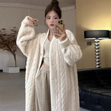 Fashionkova party look inspos Fashion Knitted Long Coats For Women 2024 Spring Long Sleeve Single Breasted Overcoats Female High Street Ladies Chic Knitwear