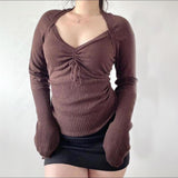 Fashionkova Vintage Fashion Long Sleeve Sweater Classic Y2K Women Clothing Aesthetic Slim Knitwear 90s Harajuku Tops Casual Female Pullover ootd