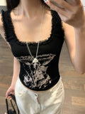 Fashionkova valentine's day aesthetic Y2k Gothic Crop top Women's Camisole Sexy Lace Summer Suit 2 Piece 90s Hot Girl Slim Sling Female Punk Shorts Grunge Streetwear