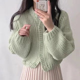 Fashionkova Gidyq Autumn Women Cardigan Sweater Fashion Korean All Match Loose Knitted Coats Casual Female Streetwear Cropped Jacket New ootd