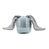 Fashionkova Niche Y2k Rabbit Ears Denim Ripped Baseball Cap Men and Women Dark Personality Metal Ring Street Trend Adjustable