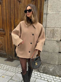 Fashionkova party look inspos Fashion Turn Down Collar Coat For Women Vintage Solid Long Sleeve Female Jacket 2024 Elegant Spring Autumn Pocket Lady Outerwear