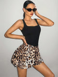 Fashionkova Valentine's Day Aesthetic Trendix Slim Straps Leopard Dress Women Sleeveless Bodycon Patchwork Short Dresses Vacation Beach Party Sexy Backless Mini Dress