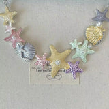 Fashionkova New Boho Enamel Drip GlazeColorful Starfish Shell Pearl Pendant Clavicle Chain Choker Necklace For Women Aesthetic Beach Jewelry