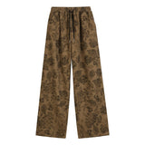 Fashionkova Aesthetic Wide Floral Cord Pants