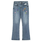 Fashionkova Indie Aesthetic Flower Embroidery Jeans