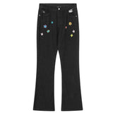 Fashionkova Indie Aesthetic Flower Embroidery Jeans