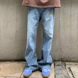 Fashionkova Indie Aesthetic Flower Embroidery Jeans