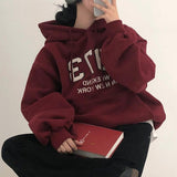 Fashionkova Vintage Solid Color Letter Embroidered Hoodie