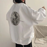 Fashionkova Vintage Back Moon Print Pullover Sweatshirt