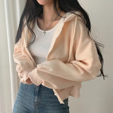 Fashionkova Solid Color Oversized Cropped Hoodie