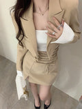 Fashionkova  party look inspos 2 Piece Dress Set Women Casual Y2k Crop Tops Elegant Jacket Coats + Mini Skirts Korean Fashion Suits 2024 Spring Blazers Dress