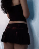 FashionKova-Y2K fashion Goth strapless skirt two-piece women's clothing Hip Hop retro pattern halter slim fashion short top pleated skirt