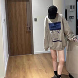 Fashionkova Vintage Patch Oversize Pullover Graphic Sweatshirt