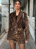 Fashionkova Party Outfit Vintage Leopard Print Skirts 2 Piece Sets For Women Fashion Lapel Long Sleeve Shoulder Pad Jacket Suit 2025 Chic Female Outfits