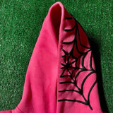 Fashionkova  Pink Hoodie Spider Web Printed Extra Large Long sleeved Hoodie Harajuku Hip Hop Fashion Sweatshirt Pullover Y2k Clothing