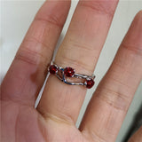 Fashionkova Y2K Gothic Dark Red Cross Star Crow Heart Rings For Women Goth Game Love And Deepspace Sylus Cosplay Jewelry Accessories Gifts
