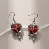 Fashionkova Gothic Punk Rock Liquid Red Black Heart Pendant Earrings For Women Fashion Creative Aesthetic Grunge Y2K Jewelry EMO Accessories
