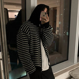 Fashionkova No. 11238 KNITTED ZIP-UP STRIPED HOODIE