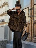 Fashionkova Valentine's Day Aesthetic Trendix Autumn Cotton Leopard Blouse Women Street Casual Fashion Long Sleeve Coats Female Pocket Single Breasted Vintage Jackets
