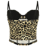 Fashionkova Hotsweet Y2k Leopard Lace Women¡¯s Tanks Sleeveless Slim Fit Design Sexy Fashion Gyaru Camisole