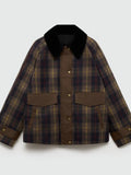 Fashionkova party look inspos Fashion Women's Plaid Coat for Women Casual Lapel Patchwork Single Breasted Female Jacket 2024 Autumn Full Sleeve Pocket Outwear
