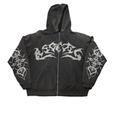 Fashionkova  Street Retro Clothing Flame Print Oversized Sweatshirt Women Y2K Gothic Punk Harajuku Casual Top Loose Zipper Hoodie Women black friday