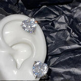 Fashionkova 1PC Korean Zircon Crystal Heart Fake Piercing Ear Cuff Earring For Women Aesthetic Jewelry Party Accessories