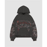 Fashionkova Vintage Print Patchwork Oversized Hoodie