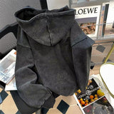 Fashionkova Cosmos Star Letter Print Zip Up Hoodie