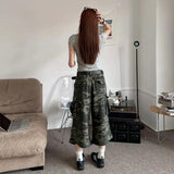Fashionkova American Camouflage Jeans Men's and Women's High Street Loose Straight Leg Casual Versatile Seven-minute Denim Pants Male Casual Outfit